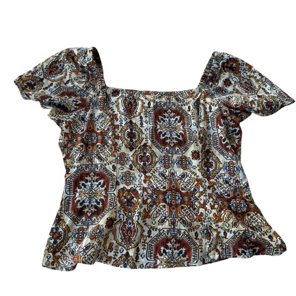 Idyllwind Women's Slaydon Tapestry Print Short Sleeve Shirt Medium Bohemian - Picture 6 of 9